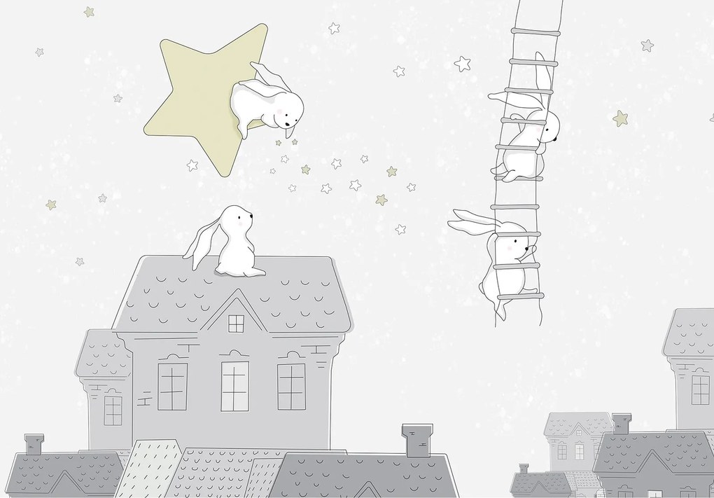 Fotótapéta Nyulak házikók csillagok a gyerekszobába 416x290 +ragasztó