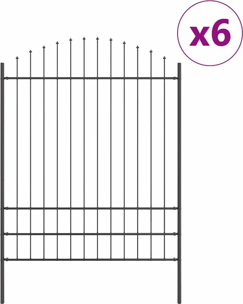 vidaXL Kerti Kerítés 6 pcs Szürke 170 x 225 cm Porszórt acél