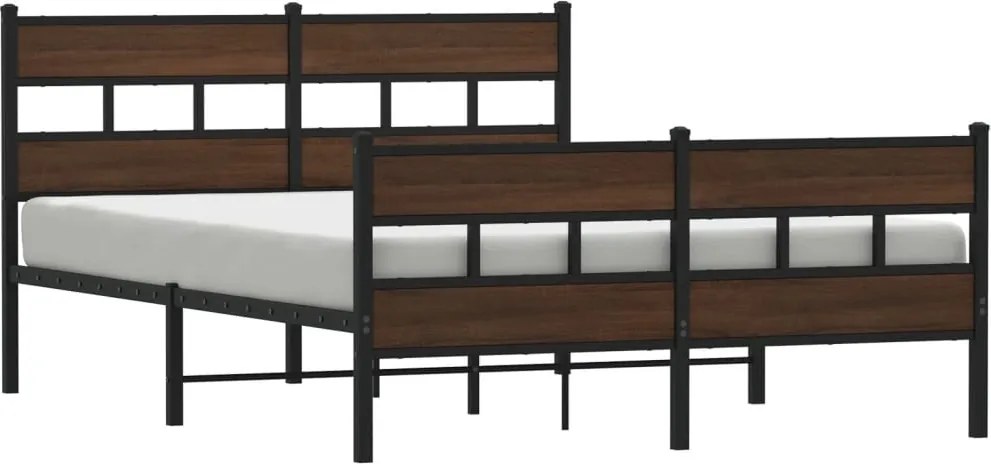 vidaXL barna tölgy színű fém ágykeret matrac nélkül 150 x 200 cm