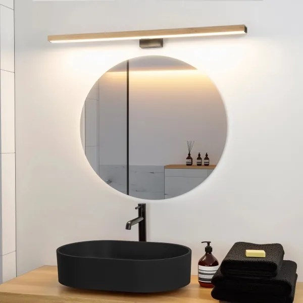 Brilagi-LED fürdőszobai tükörmegvilágítás WOODY MIRROR LED/15W/230V IP44 tölgy/fekete