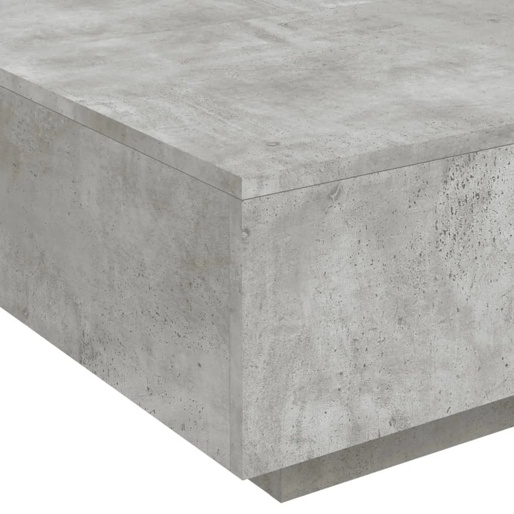 betonszürke dohányzóasztal LED-lámpákkal 80 x 8 0x 31 cm