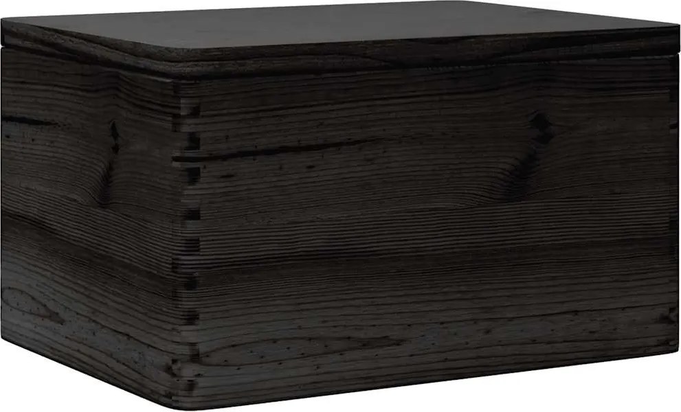 vidaXL Fa doboz tetővel fekete 40x30x23 cm tömör fa fenyő