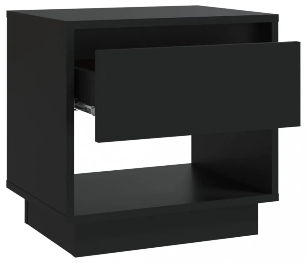 2 db fekete forgácslap éjjeliszekrény 45 x 34 x 44 cm