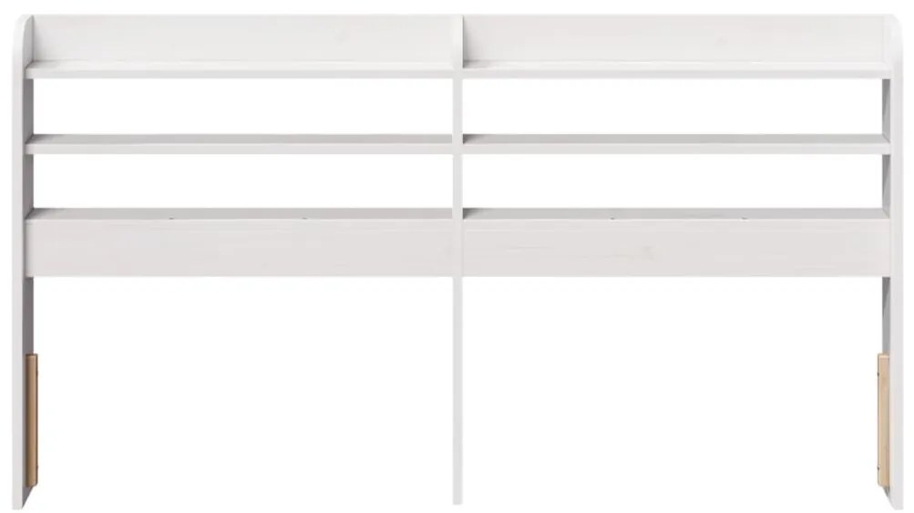 fehér tömör fenyőfa fejtámla polcokkal 160 cm