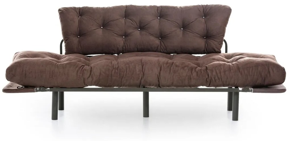 Nitta Triple Kihúzhatós Kanapé, Futon, 3 személyes, 225x70 cm, fém, barna
