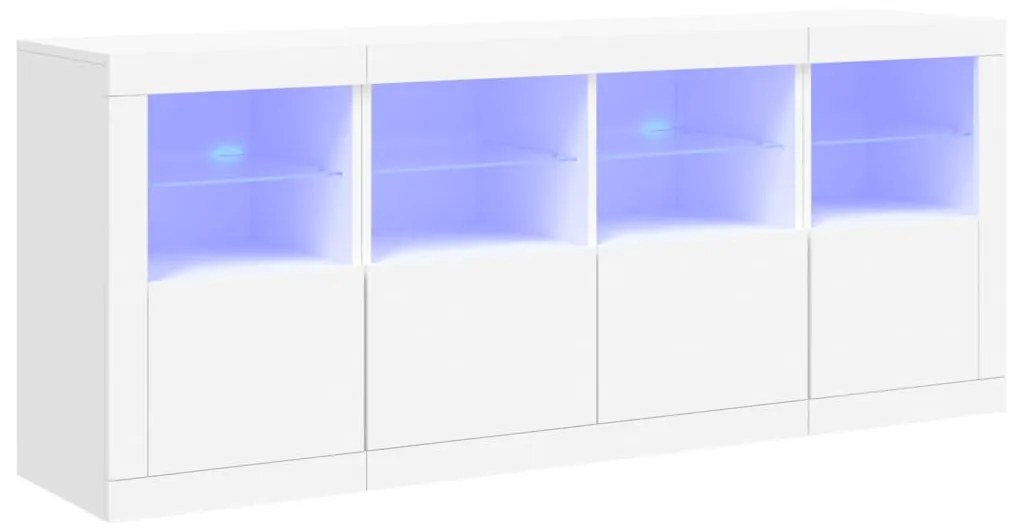 fehér tálalószekrény LED-világítással 163 x 37 x 67 cm