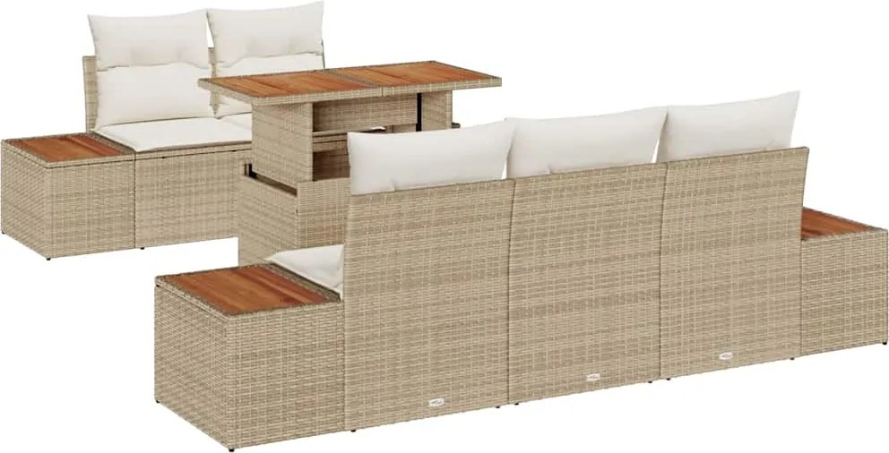 vidaXL Kert étkező szett párnával 6 pcs Beige és krém