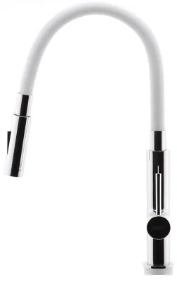 FERRO - Mosogató csap rugalmas karral fényezett króm/fehér