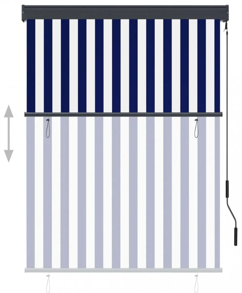 kék és fehér kültéri roló 120 x 250 cm