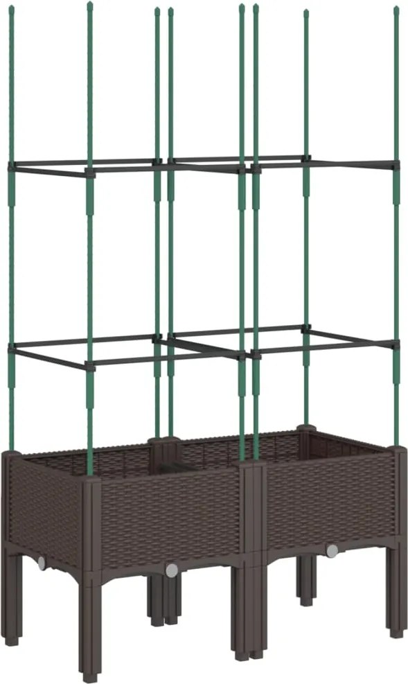 vidaXL barna polipropilén rácsos kerti ültetőláda 80 x 40 x 142,5 cm