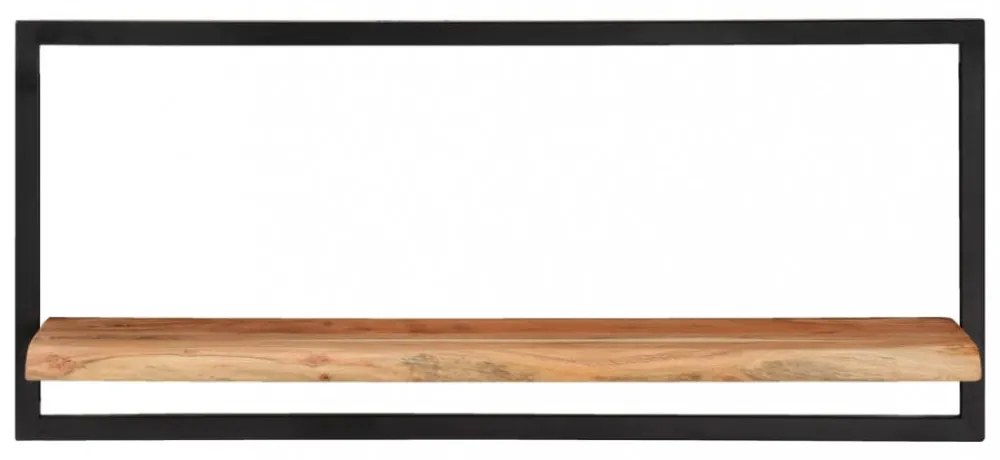 2 darab tömör akácfa és acél falipolc 80 x 25 x 35 cm