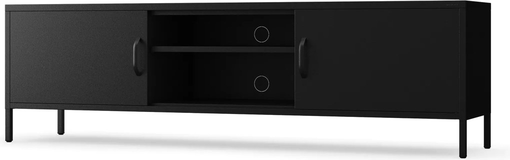 TV-szekrény fém széles XL lábakon fekete, 1700x400x500 mm: ROSARIA