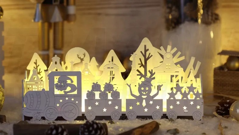 Karácsonyi vonat Led elemes lámpa 3xAA időzítő