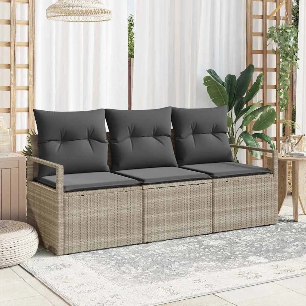Kerti Kanapé Szett párnával tárolóval 3 pcs Világosszürke