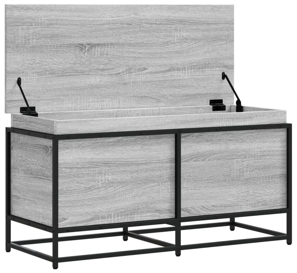 szürke sonoma szerelt fa tárolóláda fedéllel 100x40x51,5 cm
