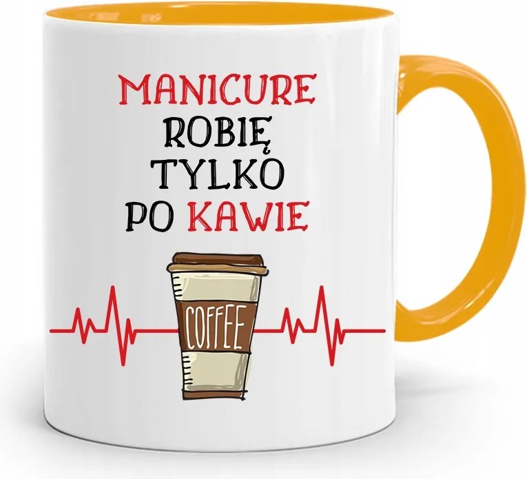 Sárga Bögre Kozmetikusnak Csak Kávé Után Készítek fényképes nyomattal