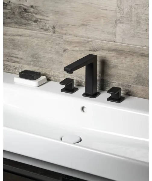 Sapho - TURSI 3-lyukú mosdócsaptelep, matt fekete