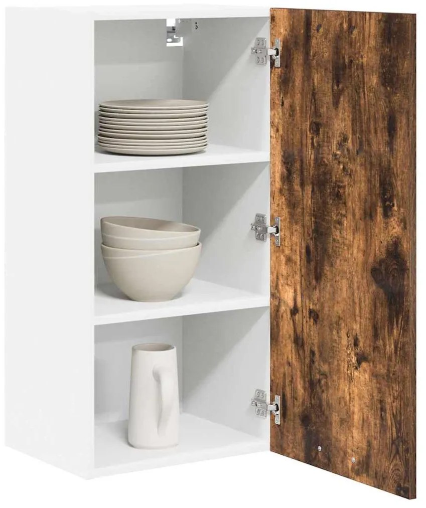 Függő szekrény Riga Füstölt tölgy és fehér 40 x 31 x 80 cm