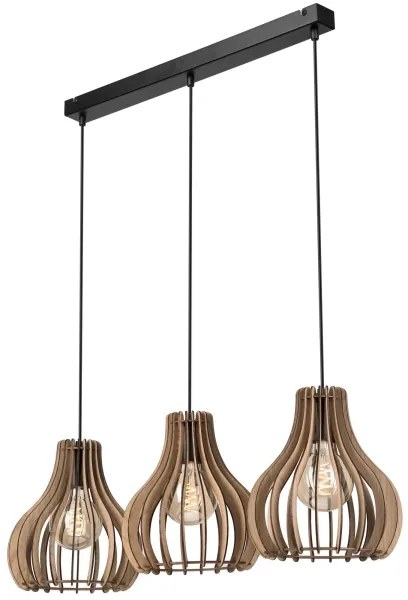 Csillár zsinóron TUCCI 3xE27/15W/230V tölgy/fekete