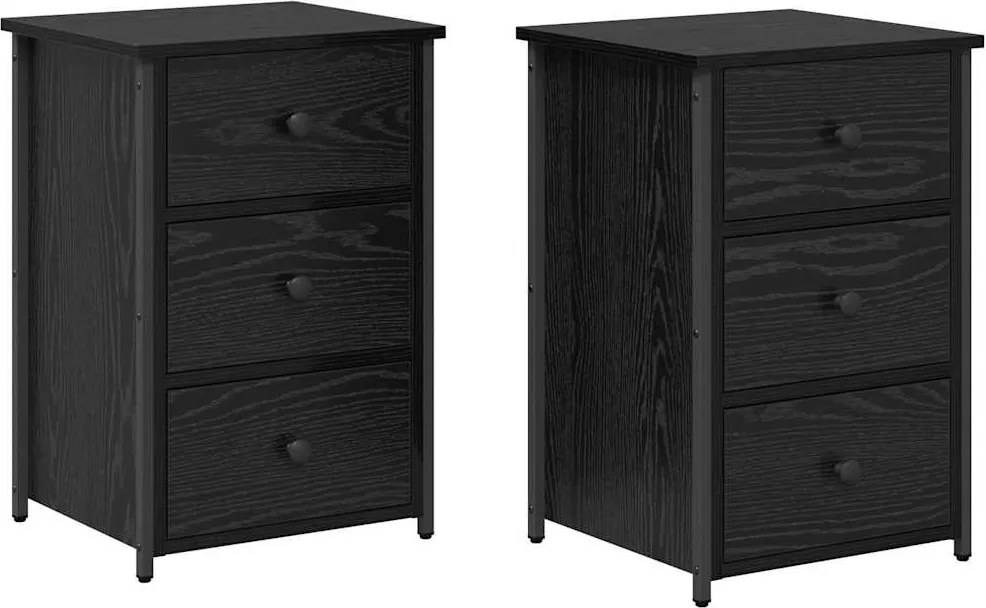vidaXL Éjjeliszekrény fiókkal 2 pcs Fekete tölgy 40 x 36 x 60 cm