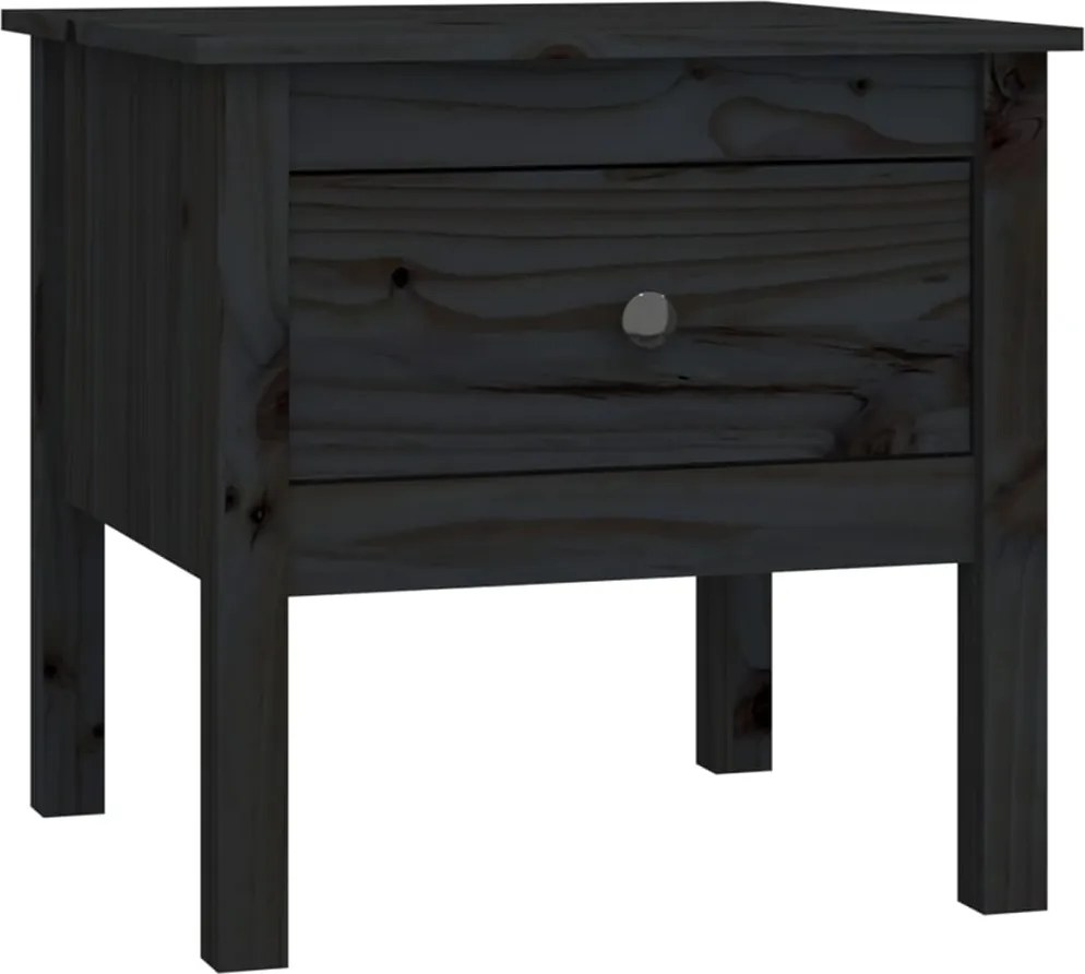 vidaXL fekete tömör fenyőfa kisasztal 50 x 50 x 49 cm