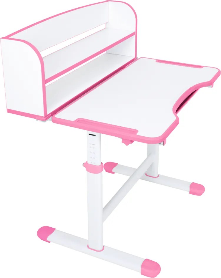 Növekvő íróasztal és szék, rózsaszín/fehér, set ZION