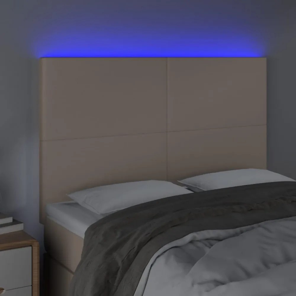 cappuccino műbőr LED-es fejtámla 144x5x118/128 cm