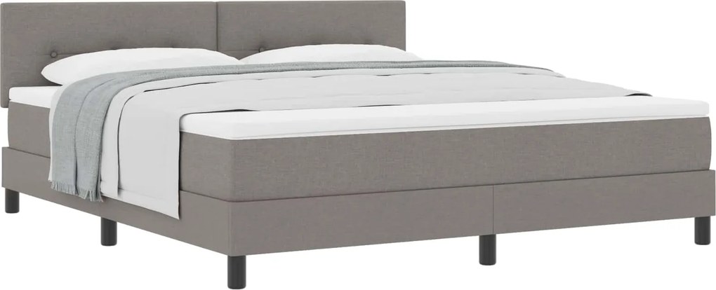 vidaXL Boxrugós ágy matracmal fejtámlával Tópszínű 180 x 200 cm szövet