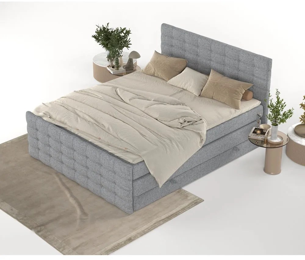 Szürke ágyneműtartós boxspring ágy 160x200 cm Blend – Maison de Rêve