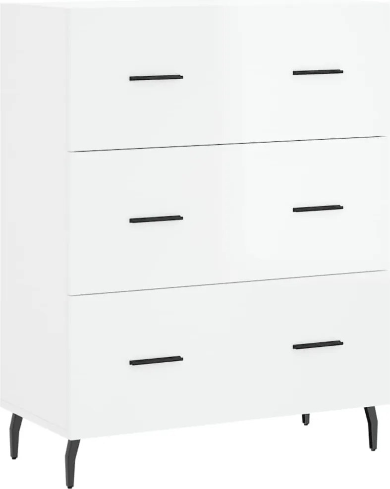 vidaXL magasfényű fehér szerelt fa tálalószekrény 69,5 x 34 x 90 cm