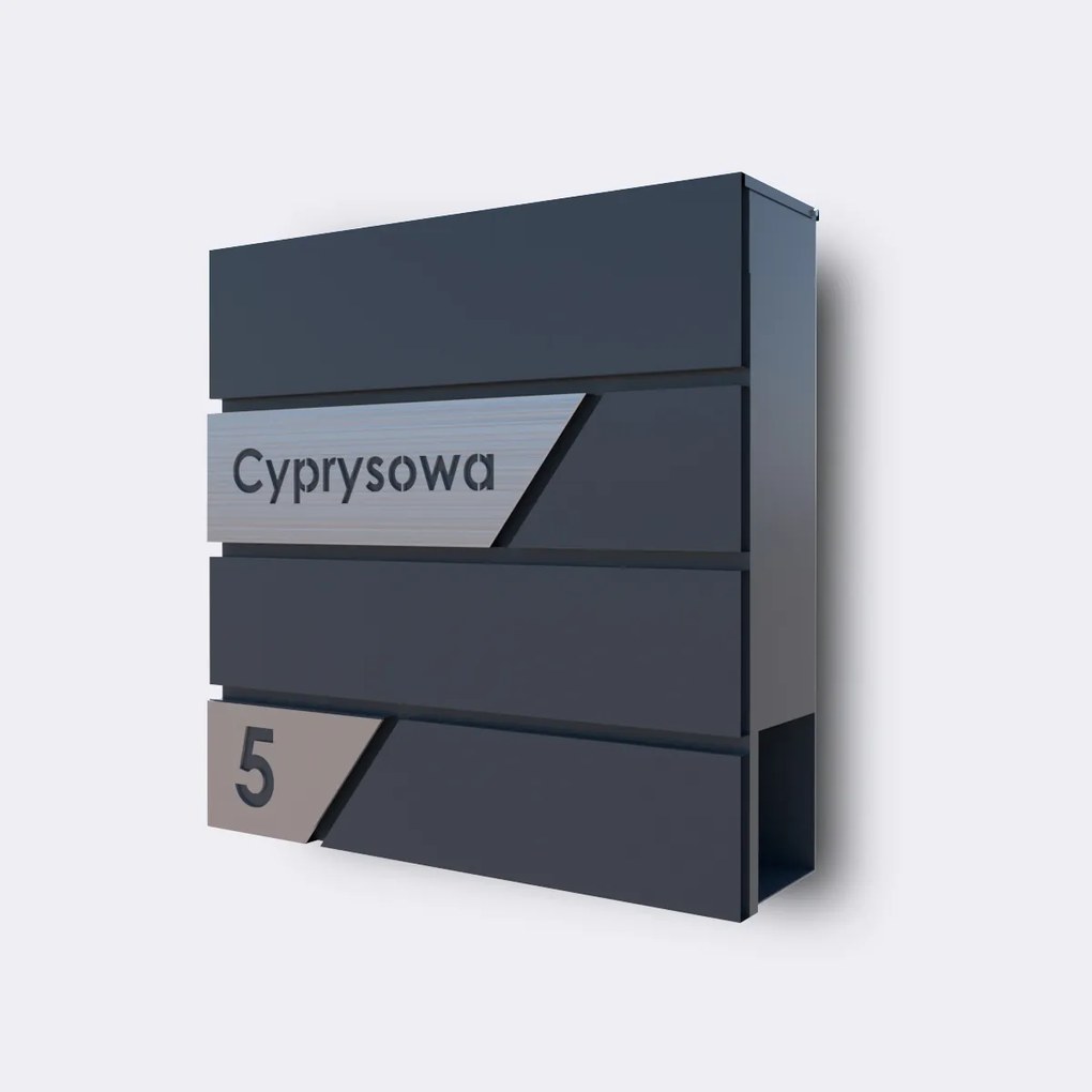 Levéltároló Doboz Címmel rozsdamentes acél tábla ), ANTRACIT,Lux minta