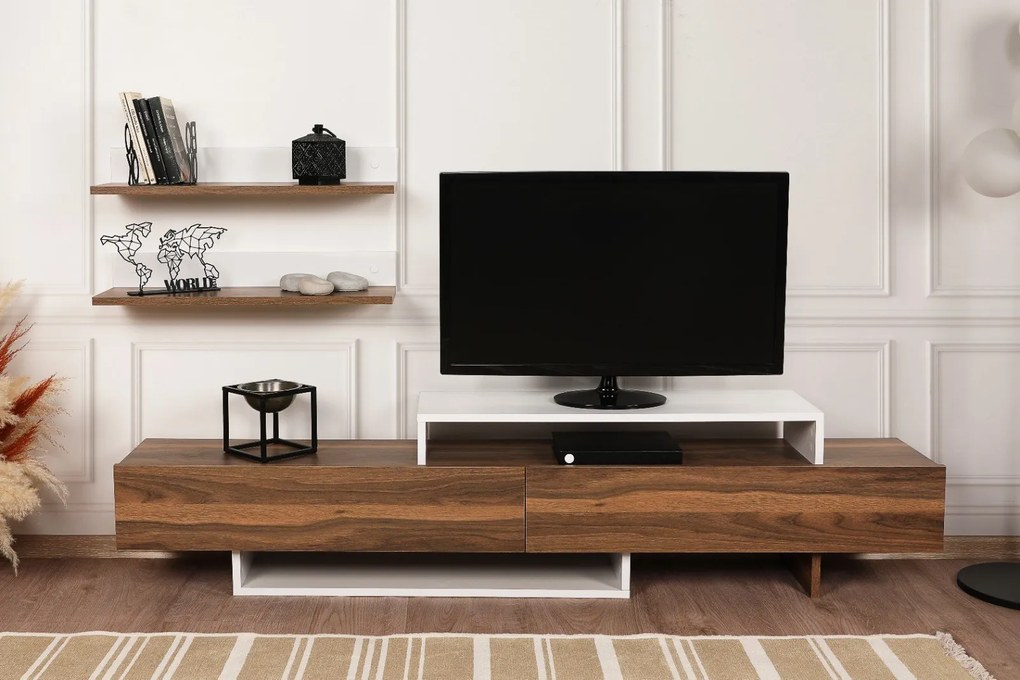 TV asztal/szekrény Nirvy (fehér). 1063133