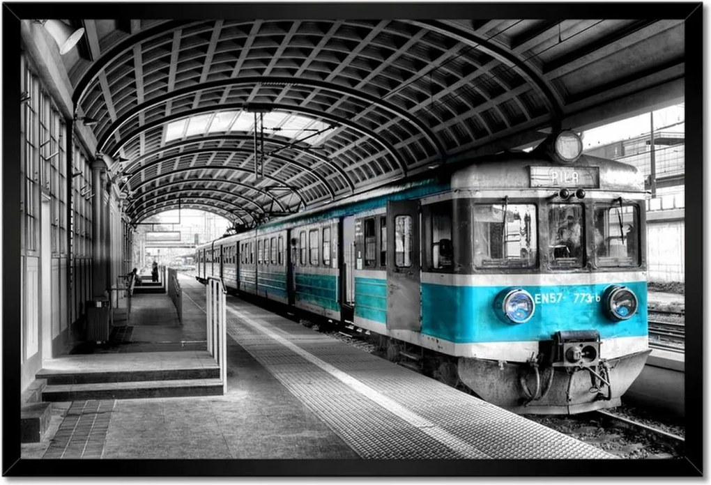 Poszterek keretben 60x40 Türkiz vonat Pkp