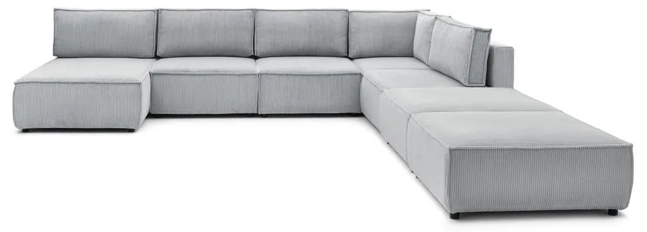 Világosszürke kordbársony sarokkanapé ("U" alakú-variálható) Nihad modular – Bobochic Paris