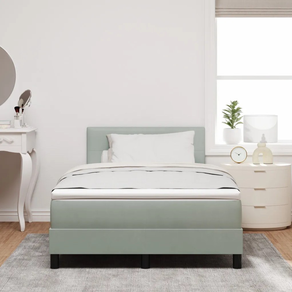 Box Spring Ágy Matraccal és LED Világosszürke 120x190 cm Bársony