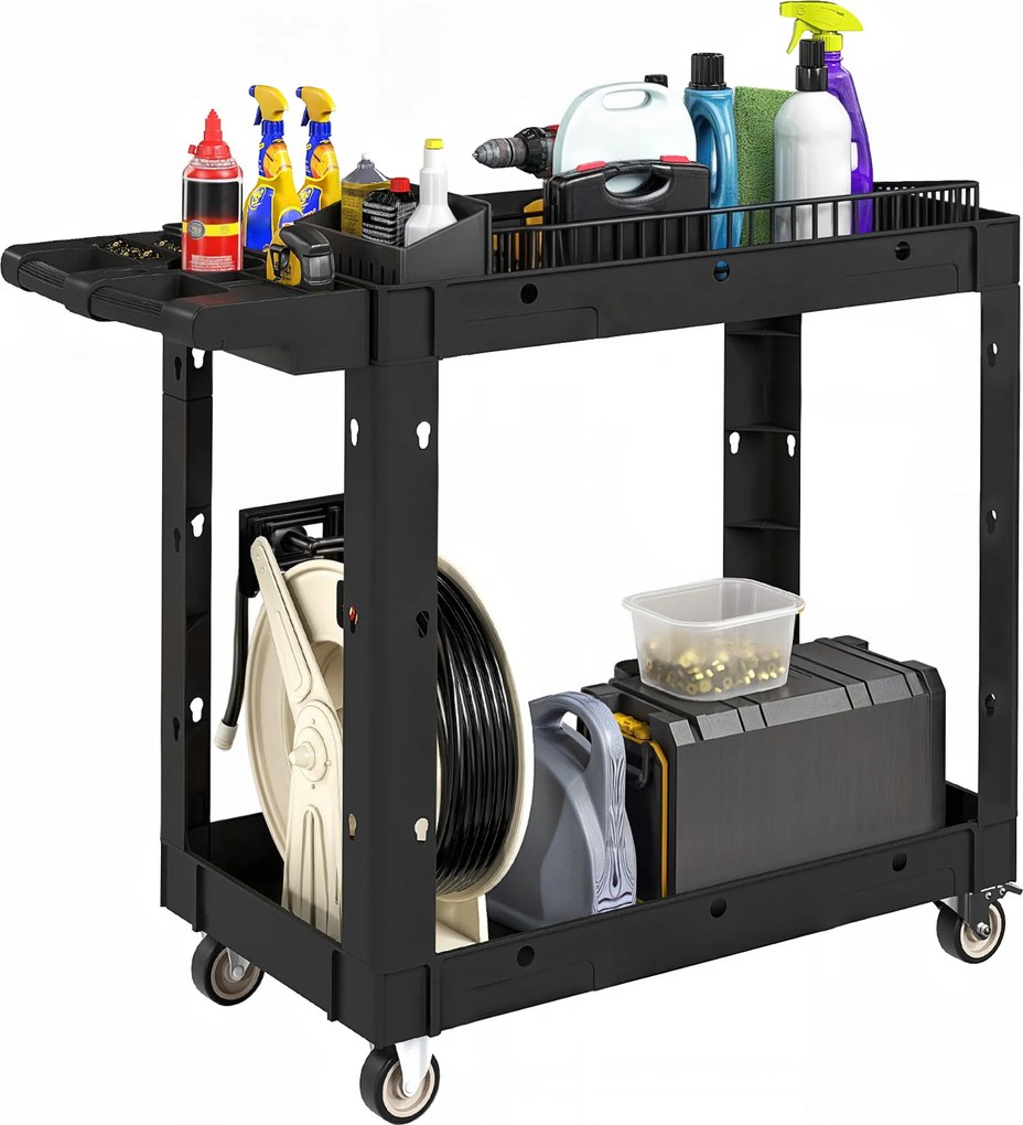 HOMCOM Munkaasztali Szerszámtáska 2 Szinttel, Oldalsó Fogantyús Szerszámtáska, Kampós Lyukakkal Felszerelt Karton a Garázshoz és Raktárhoz, max. 227 k