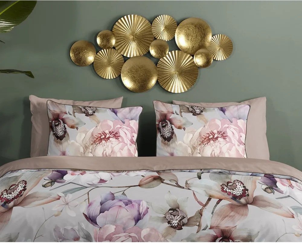 Szürke-barna egyszemélyes-hosszabbított pamut-szatén ágyneműhuzat 140x220 cm Colinda – Descanso