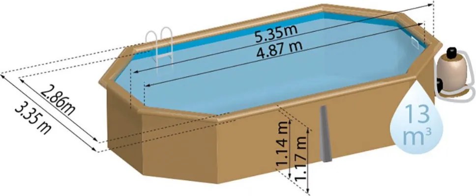 GRE TIMBER ovális fa medence 536 x 336 x 117 cm