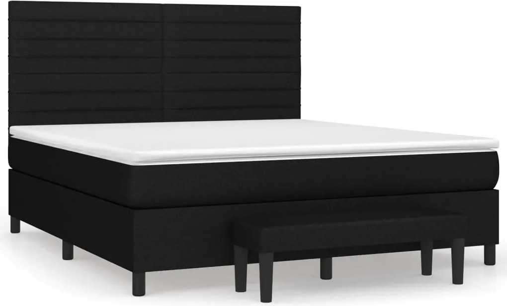 vidaXL fekete szövet rugós ágy matraccal 180 x 200 cm