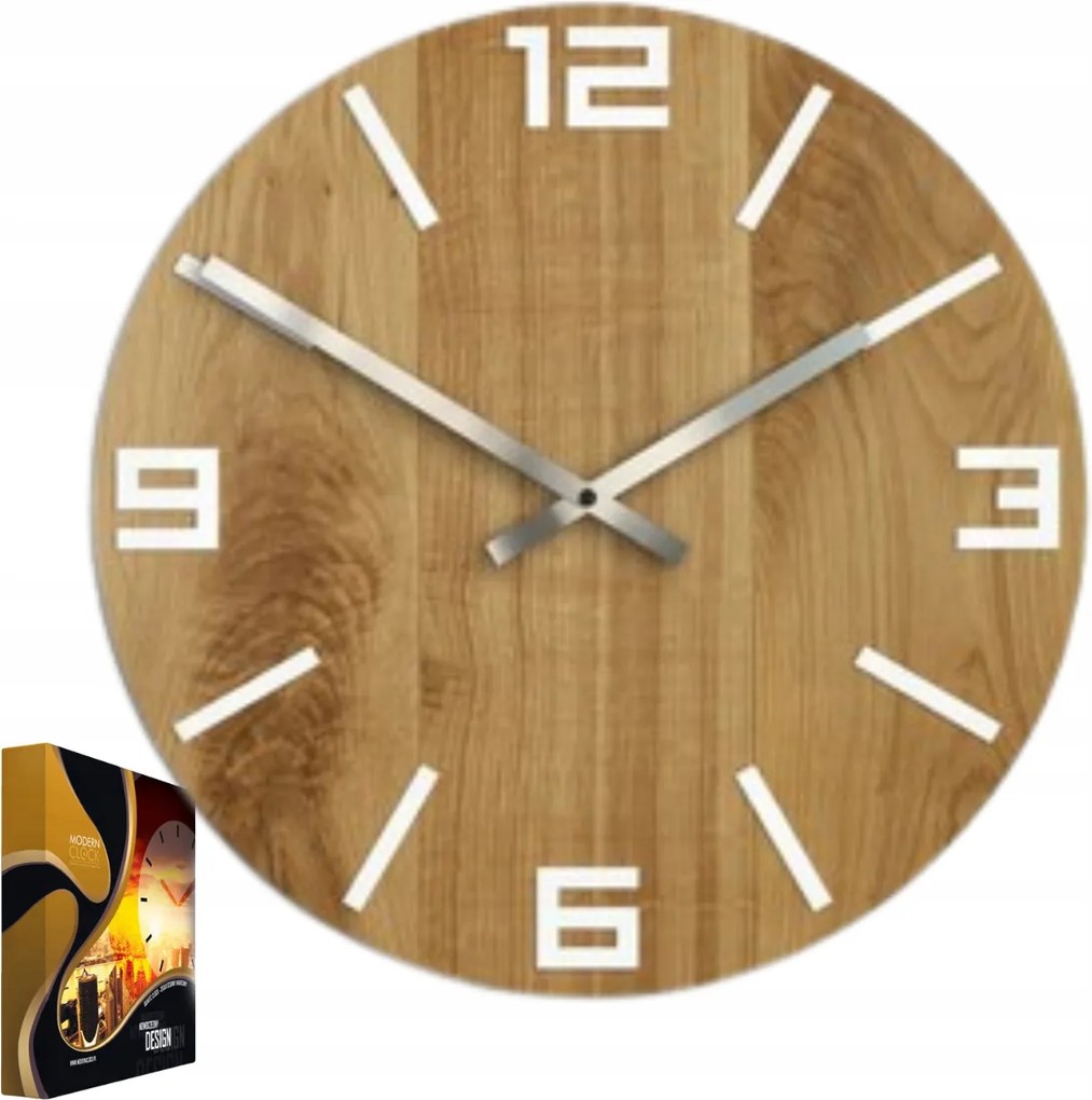 Falióra Tölgy Fa Kvarc Arabic Wood White 40 cm Kerek