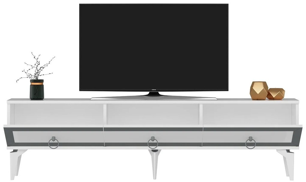 TV asztal/szekrény Muvuta 2 (fehér + ezüst) . Akció -21%. 1095414