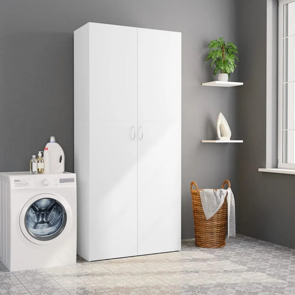 Fehér forgácslap tárolószekrény 80 x 35,5 x 180 cm