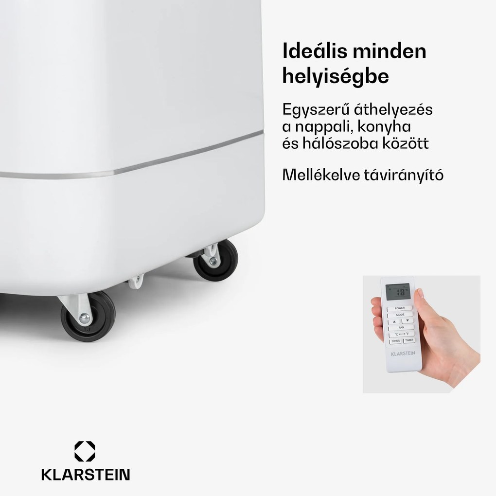 Klarstein Iceblock, mobil klíma, 3 az 1-ben, 12 000 BTU/3,5 kW, 400 m³/h max., fehér