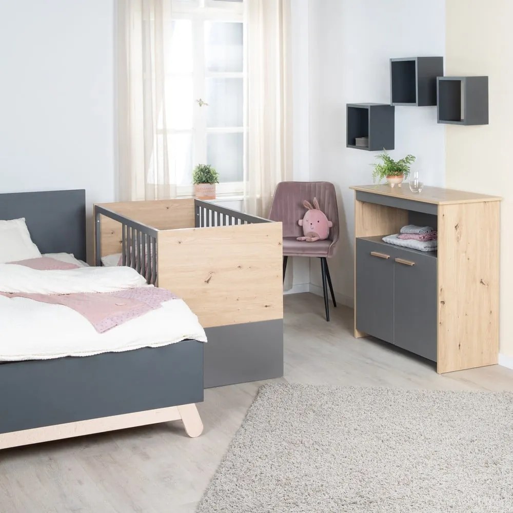 Szürke-natúr színű babaágy 60x120 cm Anna – Roba