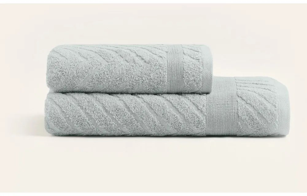 Világosszürke frottír pamut törölköző és fürdőlepedő készlet 2 db-os – Foutastic