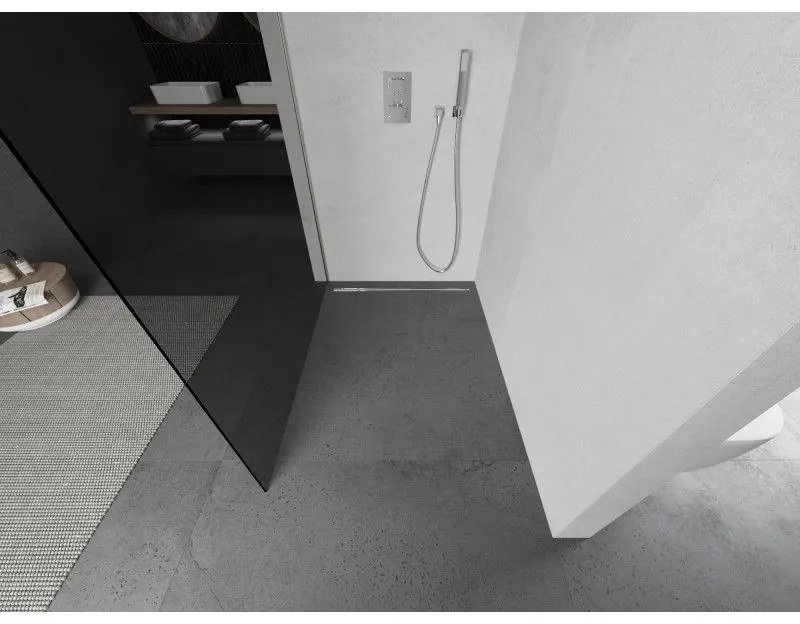 Mexen Kioto, Walk-In zuhany paraván 120 x 200 cm, 8mm szürke üveg, csiszolt acél profil, 800-120-101-97-40