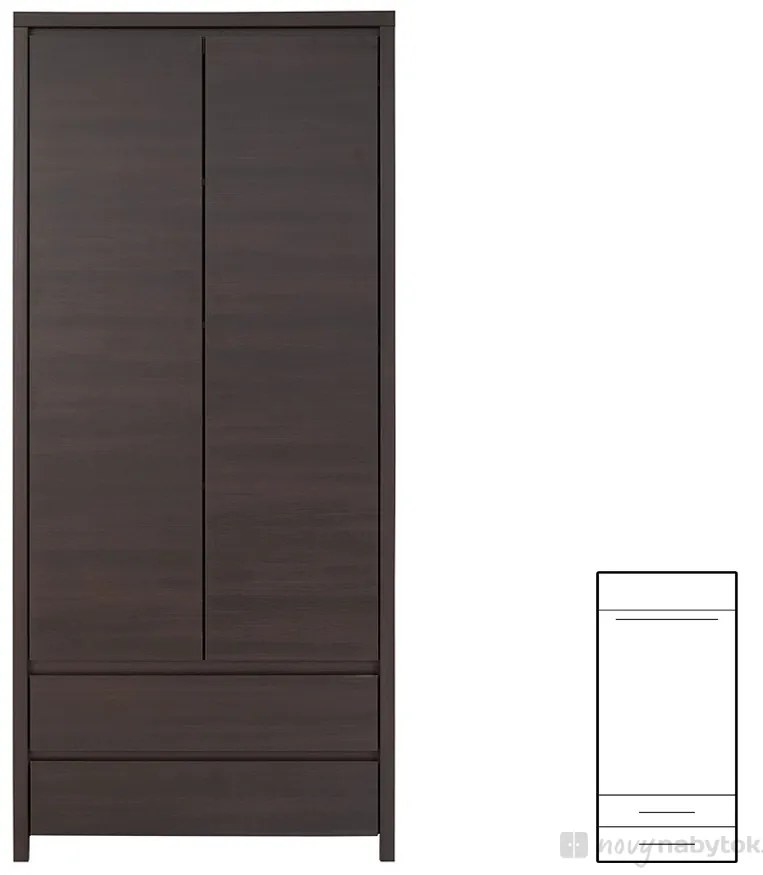 Ruhásszekrény Kasey SZF2D2S (Wenge). Akció -35%. 735090