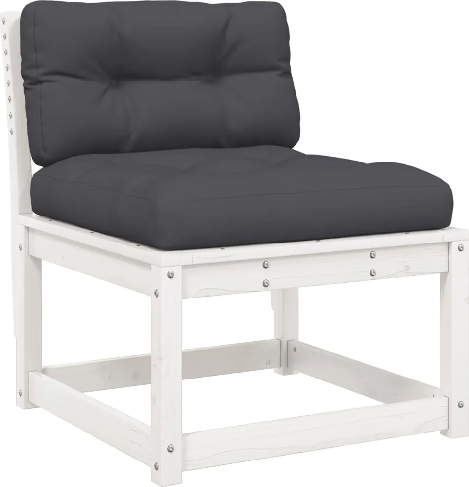 vidaXL fehér tömör fenyőfa kerti kanapé párnával