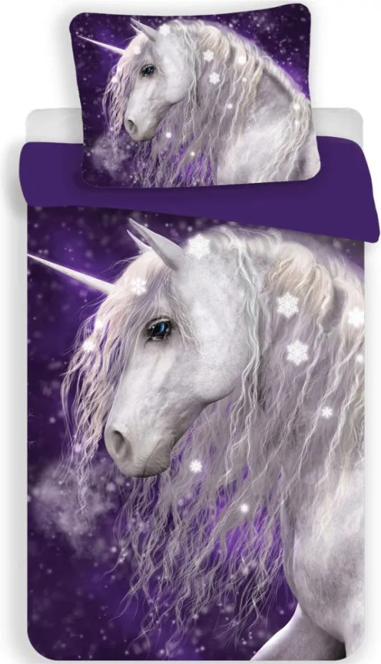 Unikornis Purple gyerek, ovis ágyneműhuzat 100×135 cm, 40×60 cm