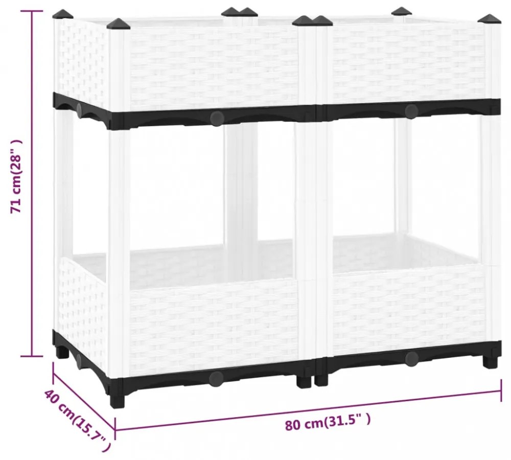 vidaXL polipropilén magaságyás 80 x 40 x 71 cm
